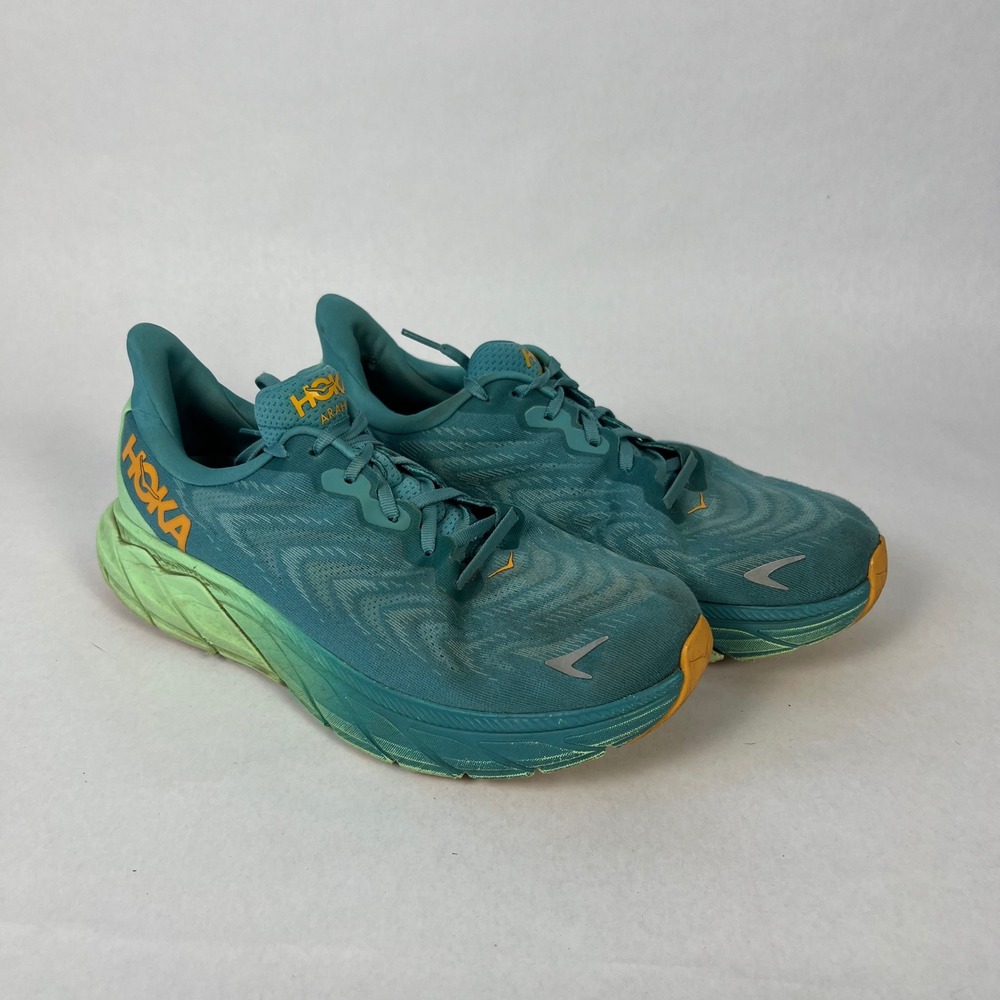 Hoka Arahi 6 Running Shoes Men 11.5D Blue Green Athletic Sneaker Hiking Training